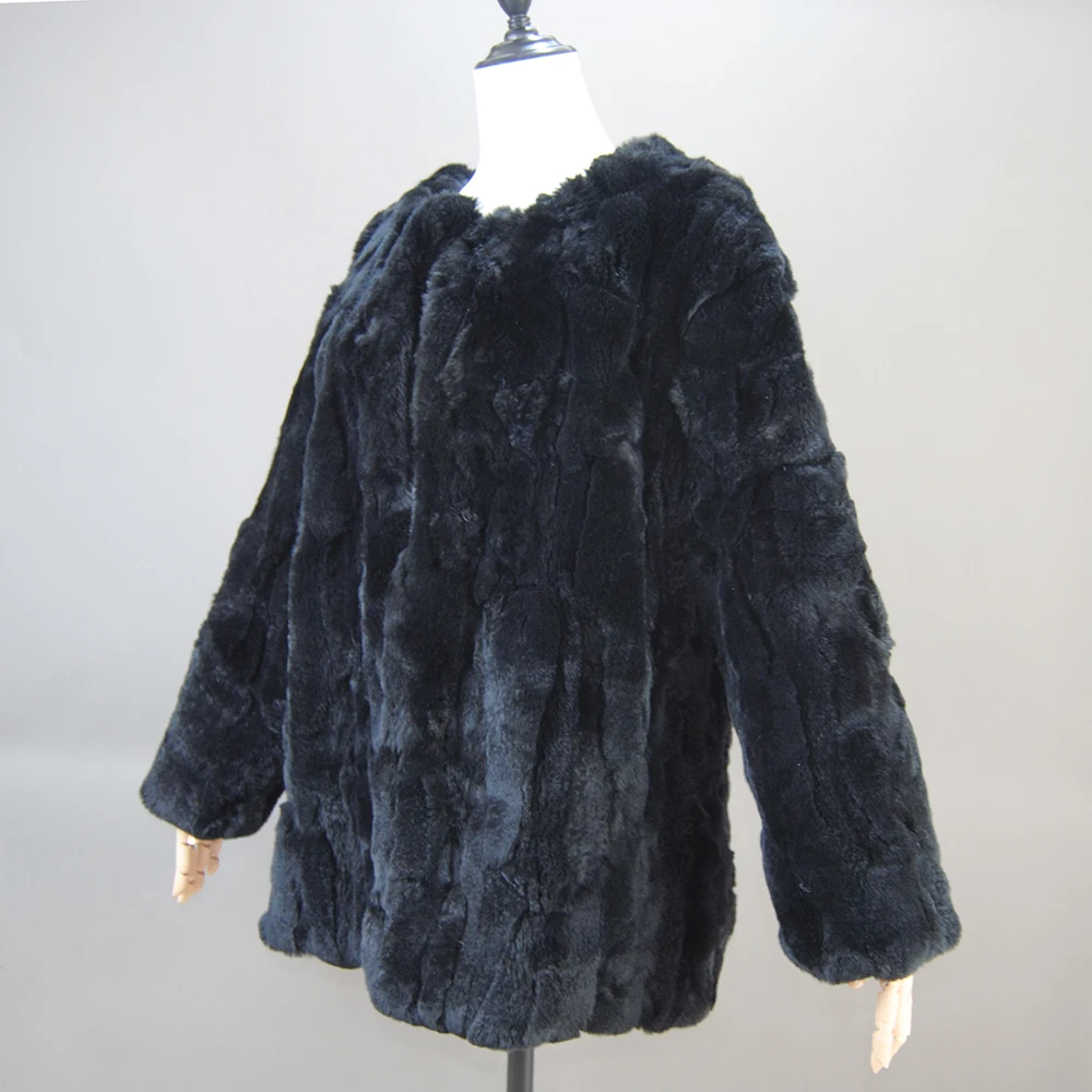 Hot Sale Brand Real Rex Rabbit Fur Coat Female Coat Genuine Rex Rabbit Fur Coat 2025 Winter New Fashion Overcoat Long