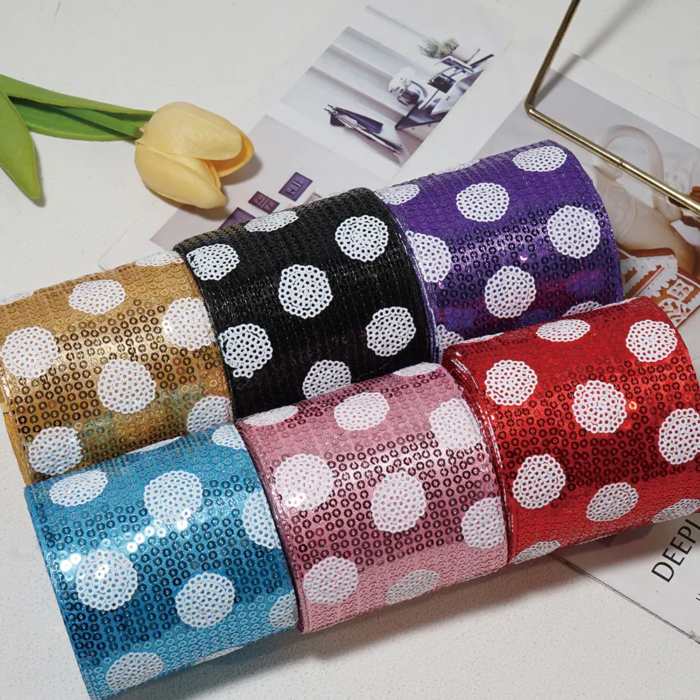 5 Yards Paillettenband 75 mm 3'' für Haarschleifen DIY Urlaub Nähzubehör
