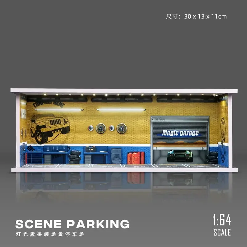 Collector 1:64 Light Garage Scene Parking Lot Toy Car Model Storage Box Display Box Diecast Model Car Toy Collection Gift