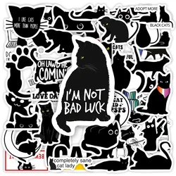 Grappige Zwarte Kat Stickers Kawaii Cool Diy Cadeau Sticker Pack Decoratieve Graffiti Stickers Voor Telefoon Laptop Plakboek Waterdicht