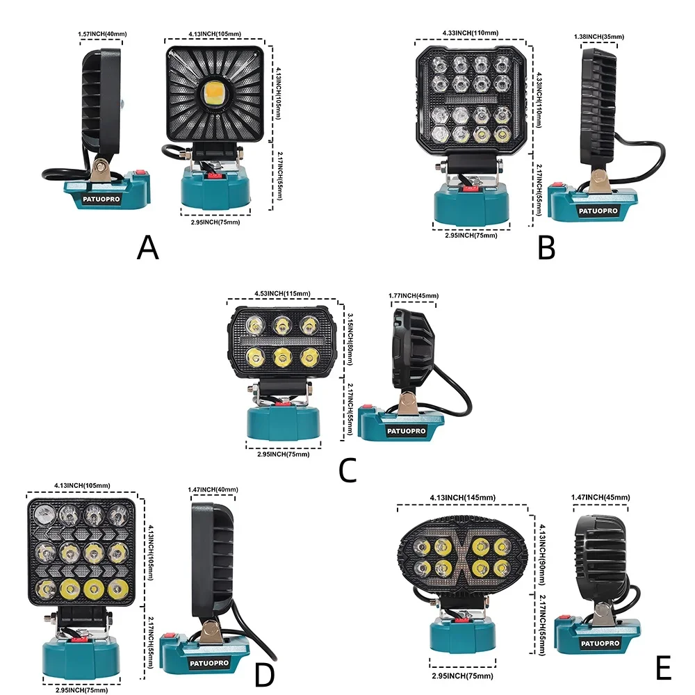 4Inch Cordless LED Work Light Portable Spotlights Outdoor Fishing Emergency Lamp Lanterns For Makita 18v Battery(No Battery)