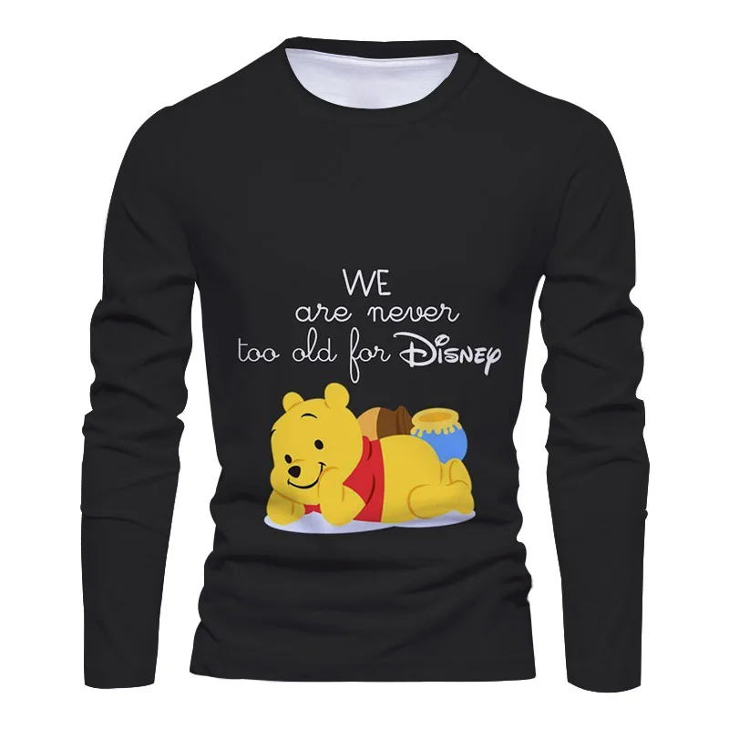 

New Fall Trend Streetwear Disney Brand Stitch and Winnie the Pooh Anime 3D Printed Casual Men's Crew Neck Long Sleeve T Shirt