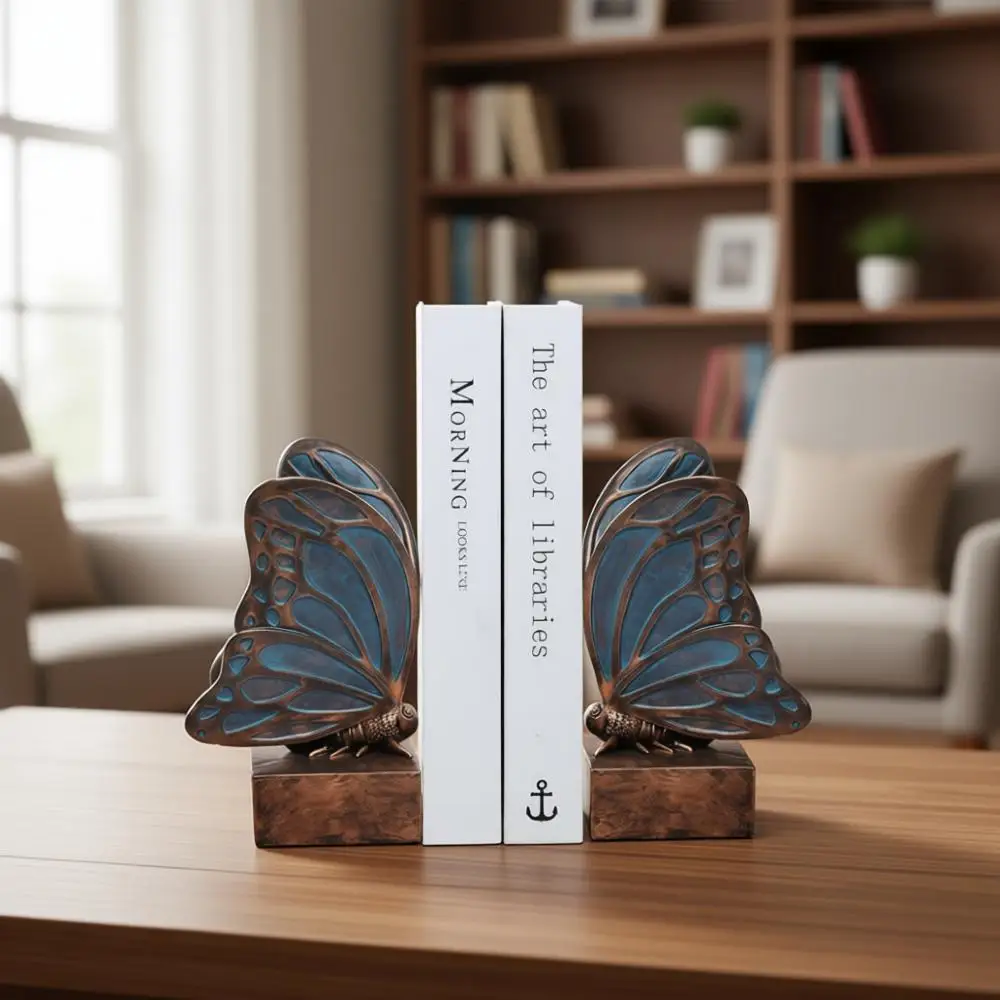 

Элегантные винтажные синие подставки для книг из смолы — прочные декоративные держатели для дома или офиса