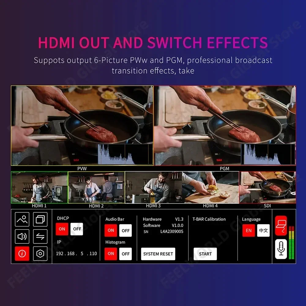 2026  L4 10.1 Inch Camera Video Mixer Switcher Touch Screen Video Switcher Multi Monitor for Filmmakers Photographers