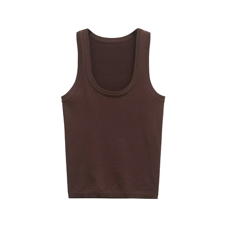 KEYANKETIAN letnia nowa damska jednokolorowa kamizelka dzianinowa prosty styl dekolt w kształcie litery U bez rękawów płaszcza Camisole cienki krótki top sweter