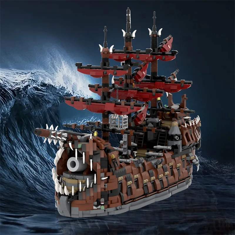 MOC The Ruined King Building Blocks Model Set The Black Pearl Flying Dutchman Mascot Pirate Ship Bricks DIY Toys Birthday Gift