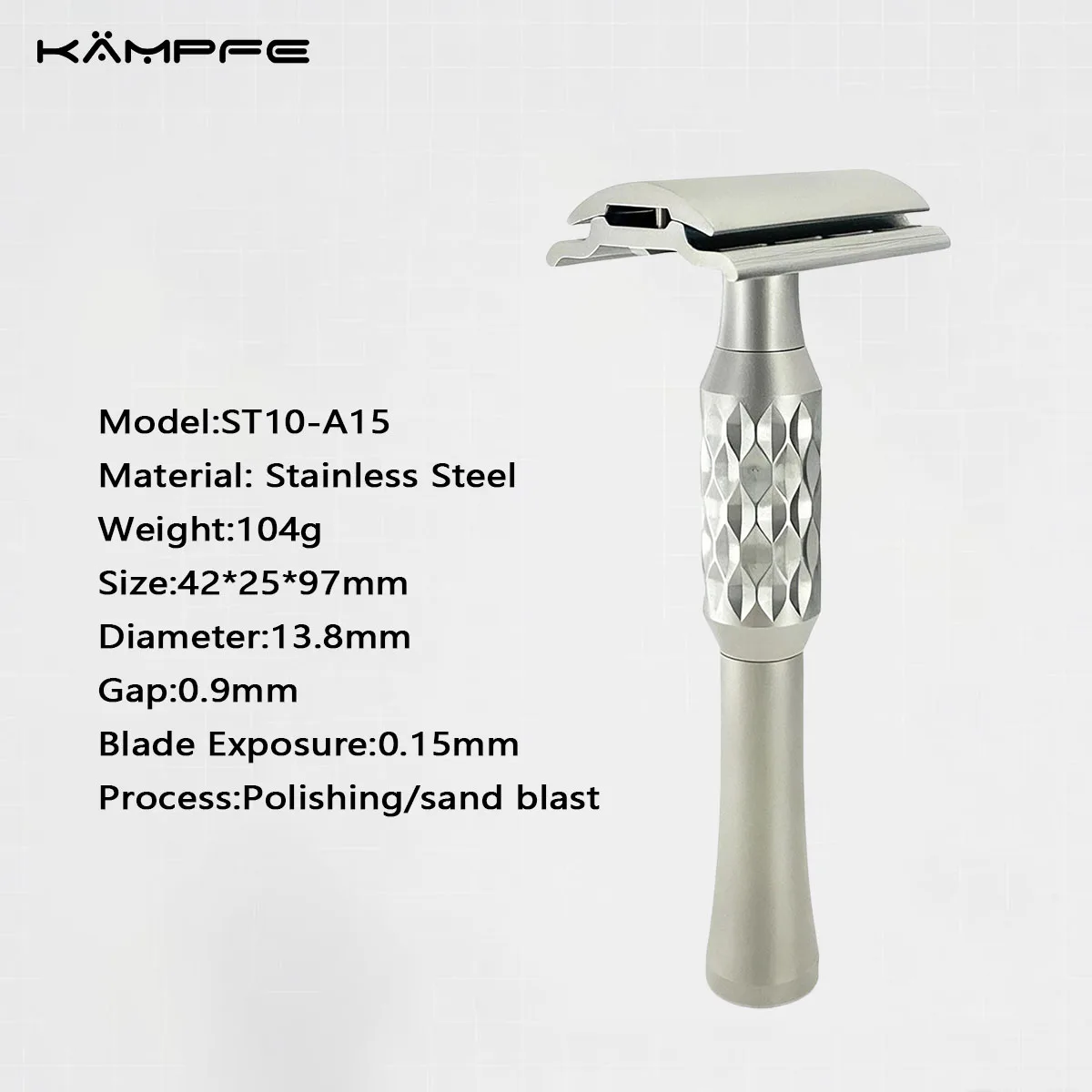 KAMPFE Stainless Steel Safety Razor  Double Edge Manual Shaving Razor CNC Machined heavy duty Handle 5 razor blades  Grooming