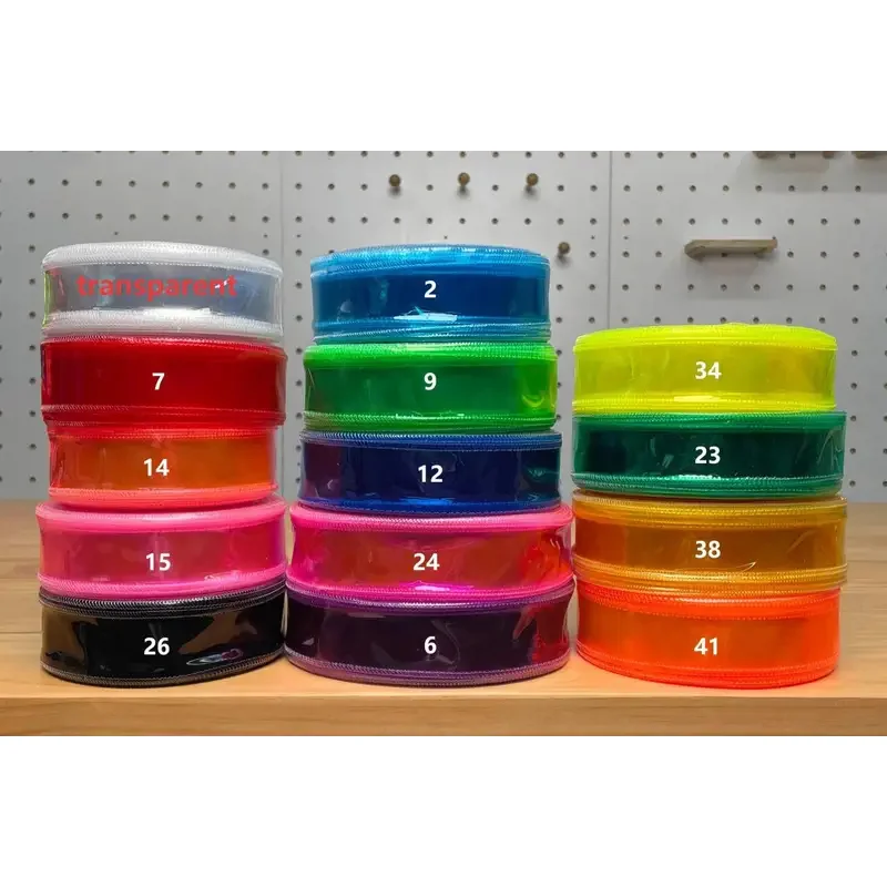 38MM 75MM 3inch Multicolor Transparent PVC Plastic Jelly Ribbon Single and double layers 25Yards/Roll 15colors