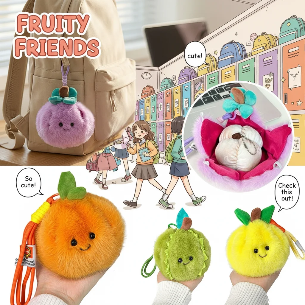 Cute Fruit Party Stripping Happy Palm Treasure Doll Table Plush Toy Doll for Kids