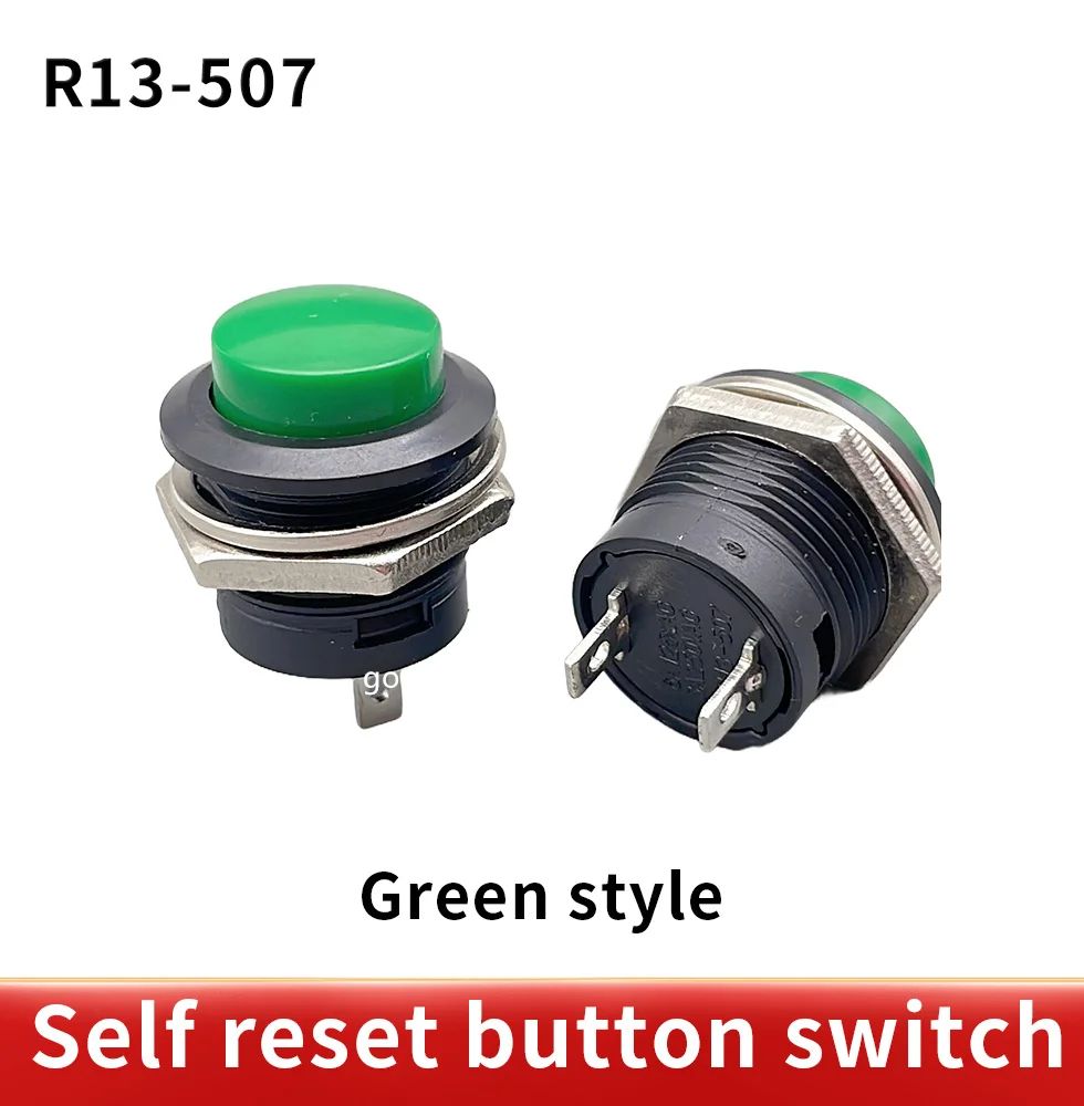 6 pcs R13-507 Momentary SPST NO Red Black White Yellow Green Blue Round Cap Push Button Switch AC 6A/125V 3A/250V 6color