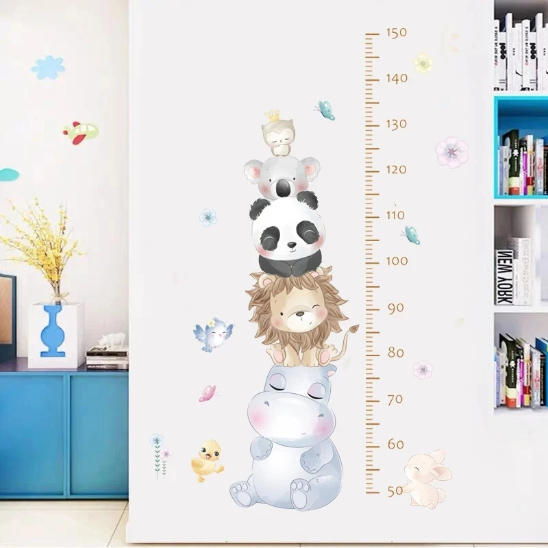 Nordic Cartoon Animals Height Measure Growth Chart Wall Sticker for Kids Rooms Girls Boys Baby Room Decoration Nursery Wallpaper