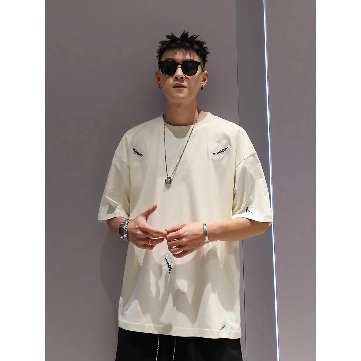 الهيب هوب التصحيح تي شيرت للرجال النساء 2025 الصيف فضفاضة قصيرة الأكمام التي شيرت المتضخم Techwear الشارع الشهير قطنية عالية الجودة Y2K