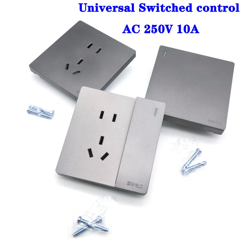 

Universal AC 250V 10A 5 Hole Switched control LED indicator USB TypeC Fast Charging Wall Socket Connector