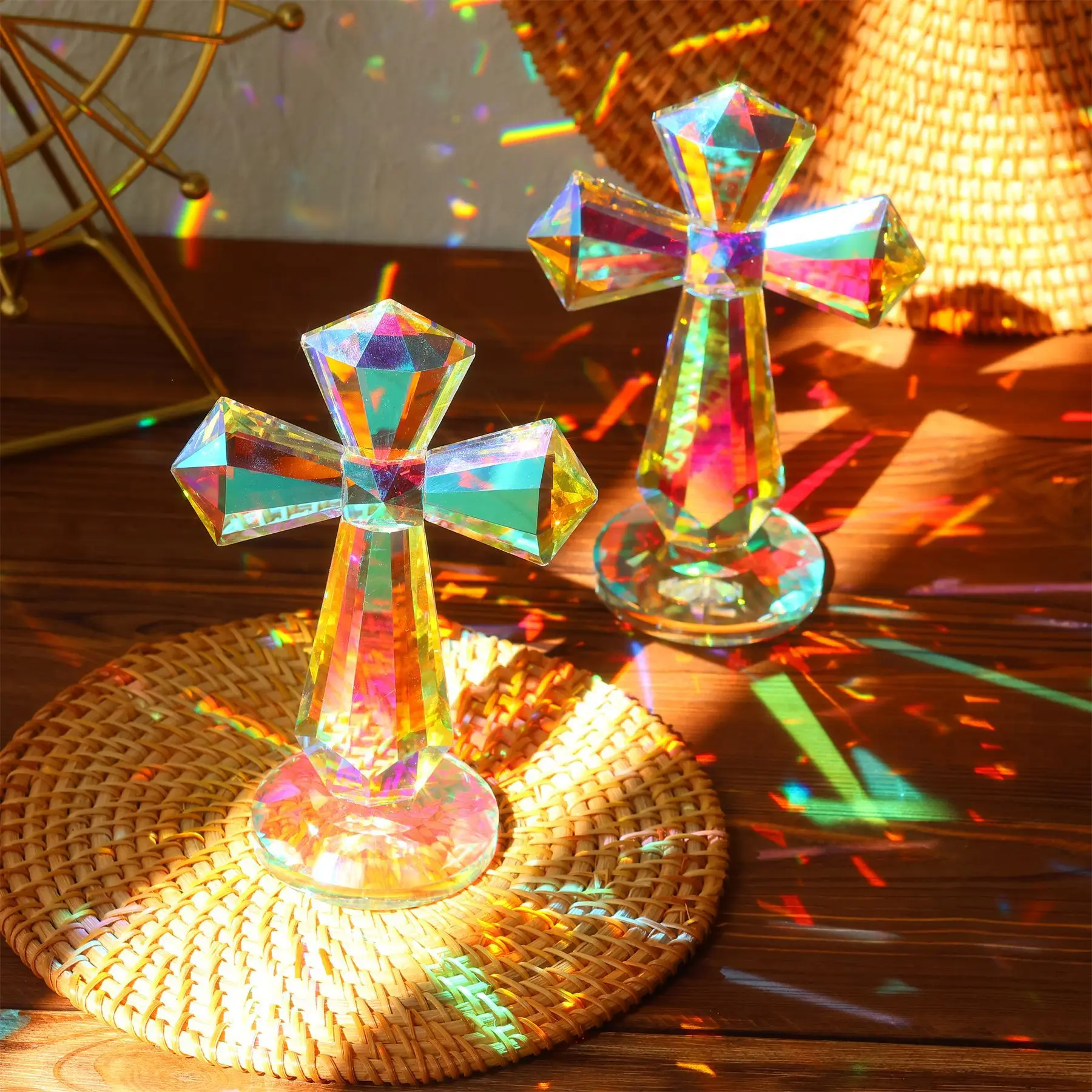 

Crystal Cross Crafts Ornament Boutique European Creative Furniture Hotel Living Room Glass Candlestick Ornament