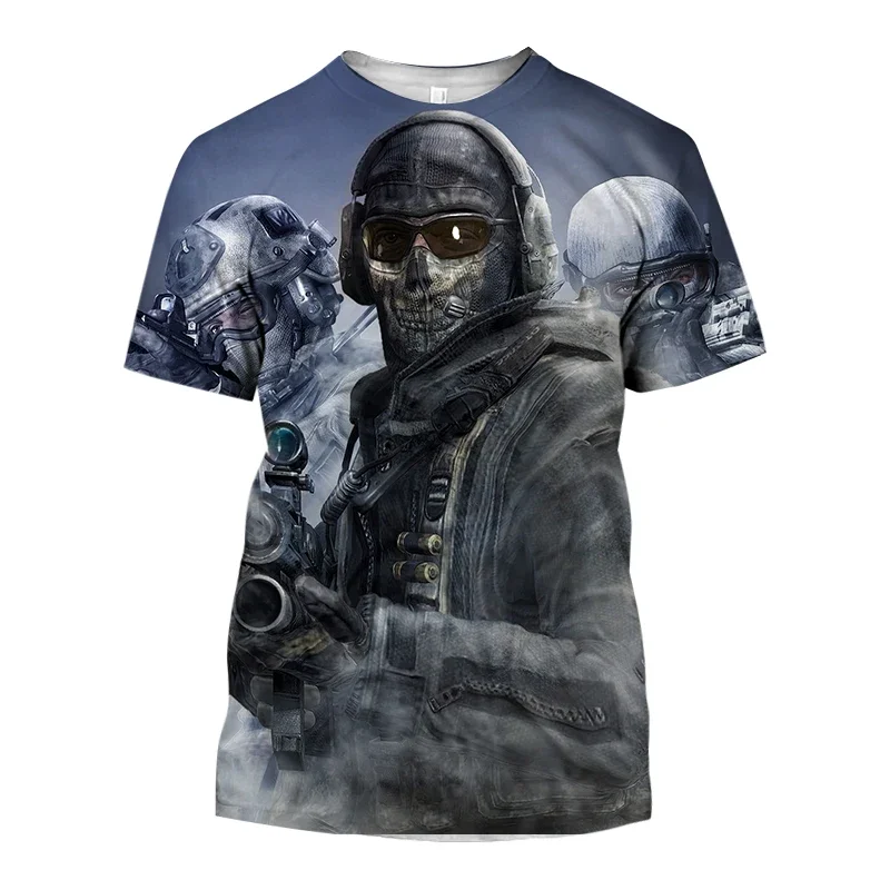 Call Of Duty Shooting Game T Shirt For Men Fashion Casual Crew Neck Retro Short Sleeve Summer Hip Hop Harajuku Oversized Tee