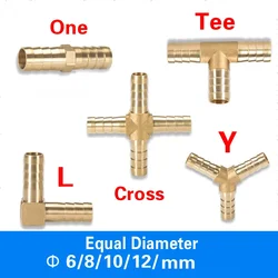 Brass Barb Pipe Fitting 2/3/4 Way Connector for 6mm-12mm Hose Copper Pagoda Water Tube Fittings - Multi-Diameter Compatibility