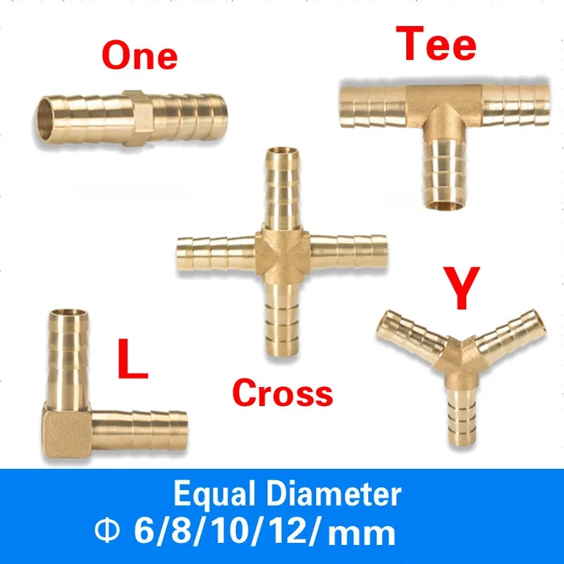 New Brass Barb Pipe Fitting 2 3 4 Way Connector for 6mm 8mm 10mm 12mm Hose Copper Pagoda Water Tube Fittings