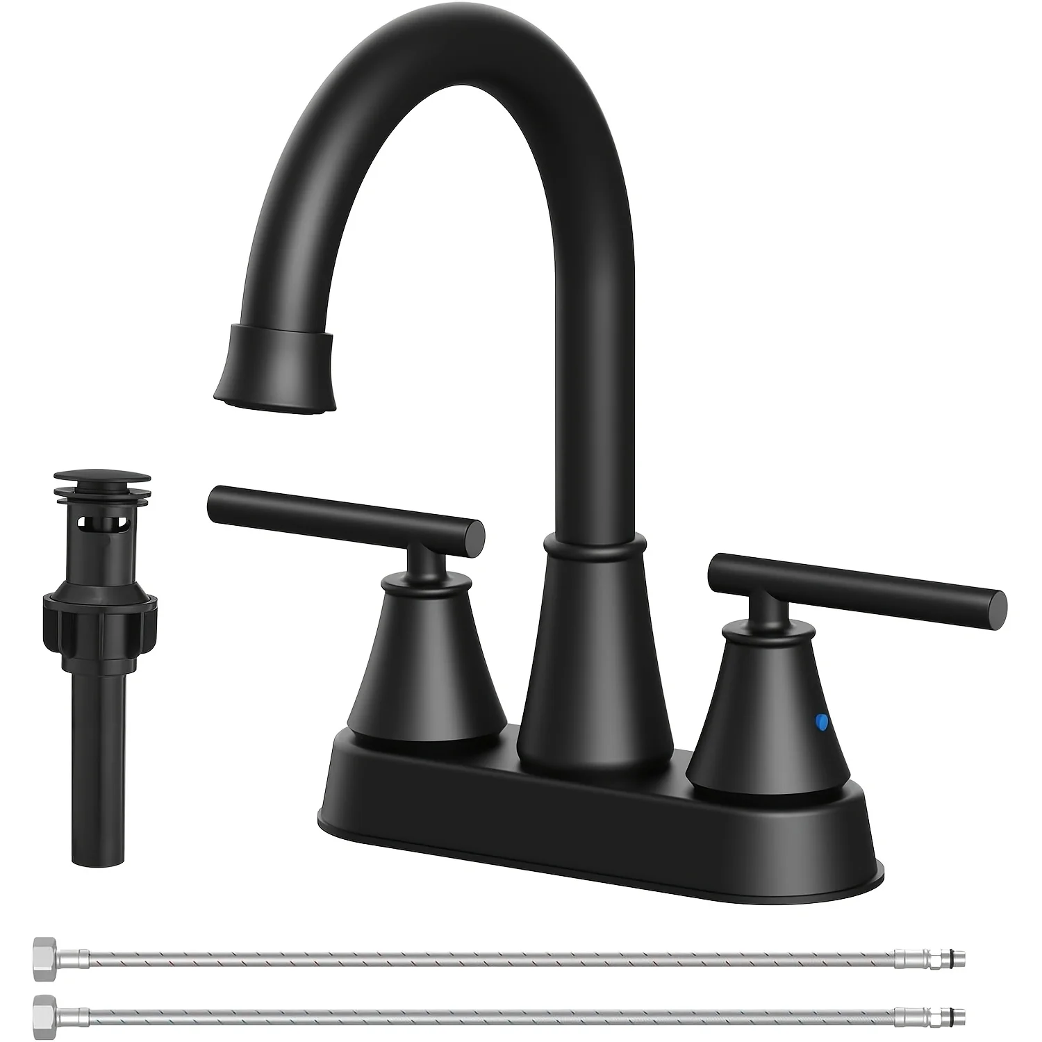 modern-4-inch-2-handle-centerset-sink-faucet-360°-swivel-spout-2-3-hole-rv-tap-matte-black-brushed-nickel-supply-lines