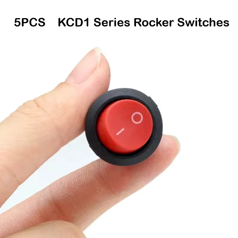 

5pcs KCD1 Round Rocker Switch 2/3Pin ON-OFF-ON 2/3 Position 6A/250VAC 10A/125VAC SPST 23mm LED Car Push Button Switches