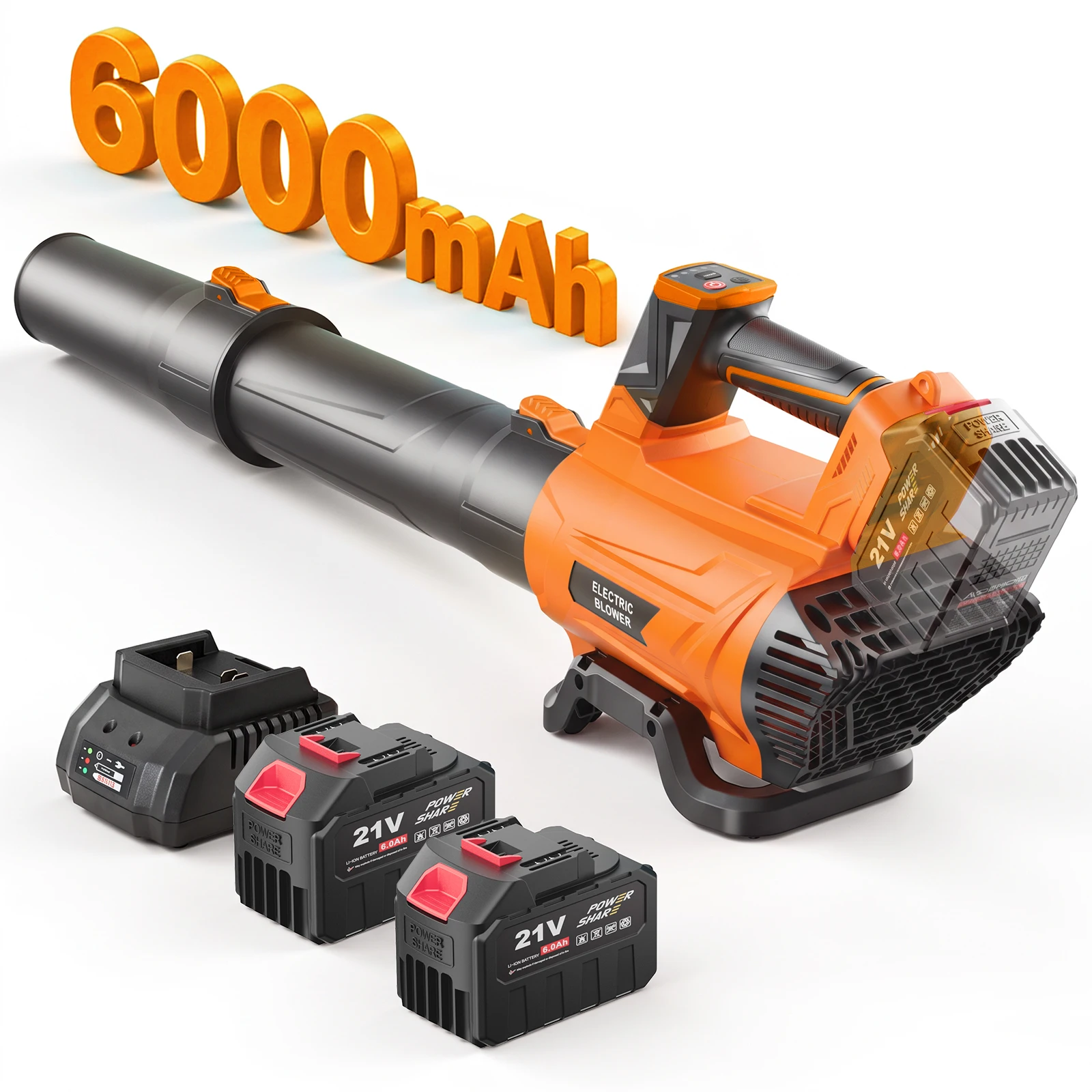 Cordless Leaf Blower 650CFM Lightweight Handheld 21V Blower with 5 Speeds TURBO Mode 2x6.0Ah Batteries Fast Charger  for Yard Leaves Snow Debris