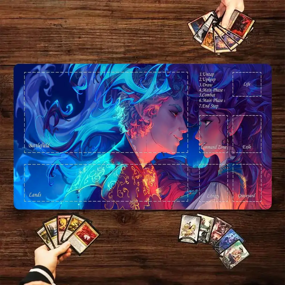 

Anime aesthetic illustration magic Playmat Card Gaming Mat with zone MTG gathering game mat Desk Mat Commander Battle playmat