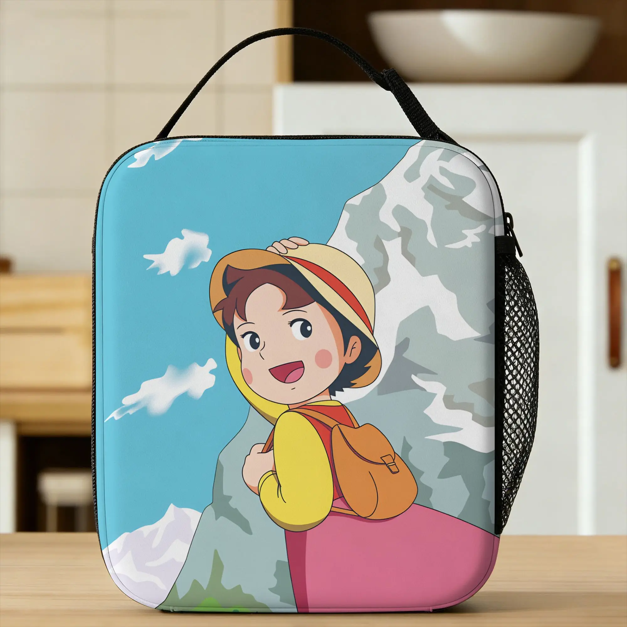 Happy Heidi Lunch Bag For Girls  Print Lunch Box Fashion Office Cooler Bag Portable Insulated Oxford Thermal Tote Handbags
