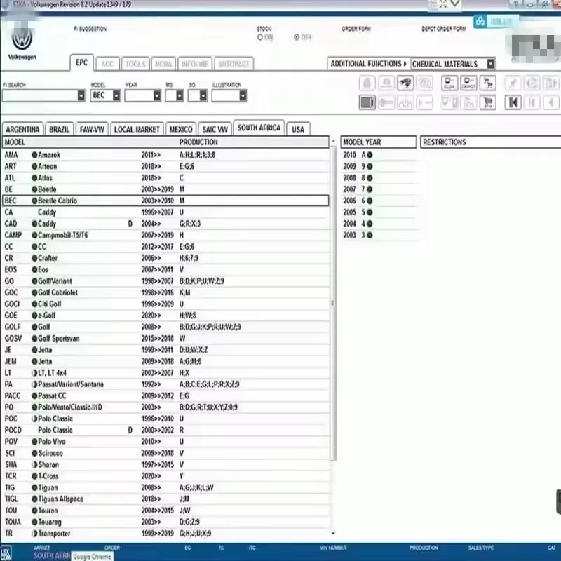 ETKA 8.5 & Elsawin 6.0 برنامج تشخيص إصلاح السيارات V/W + AU // DI + SE // AT + SKO // DA أجزاء كتالوج أداة تشخيص السيارات متعددة اللغات