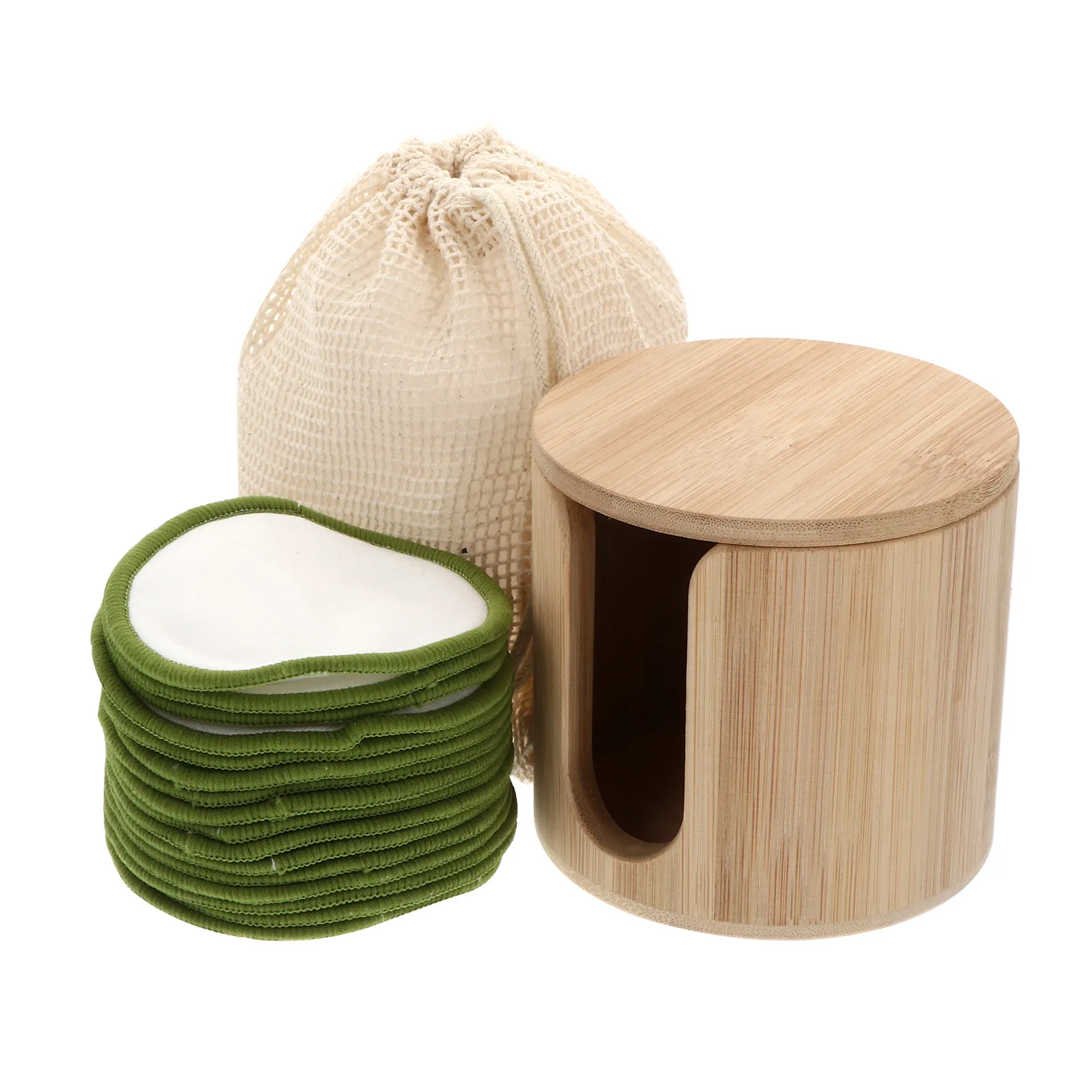 

1 Set Bamboo Makeup Remover Pads Reusable Makeup Removal Puff Exfoliating Face Cleaning Wipes For Home Travel Camping