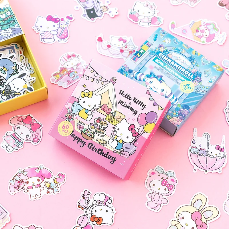 24box/lot Sanrio Kuromi Kitty Pochacco Stickers Set Cartoon Animal Scrapbooking DIY Diary Decorative Sticker Album Stick Label