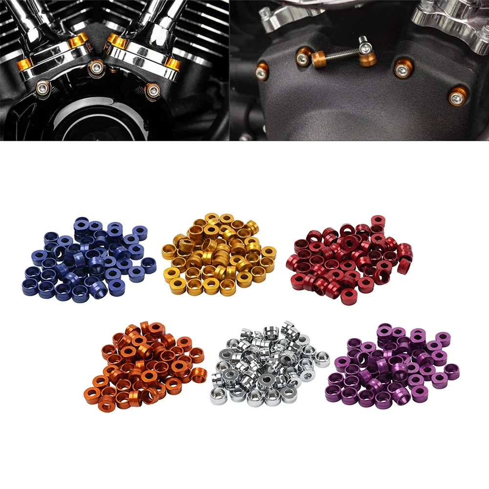 48Pcs Motorbike Engine Bolt Topper Caps Cover Aluminum For Harley Twin Cam Touring Road Glide Dyna Softail Sportster Trike