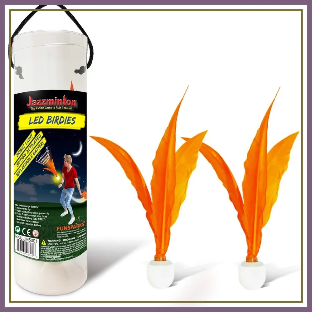 

LED Paddle Ball Game Set with Light Up Birdies for Night Fun - Use for Pickleball or Any Wooden Paddles