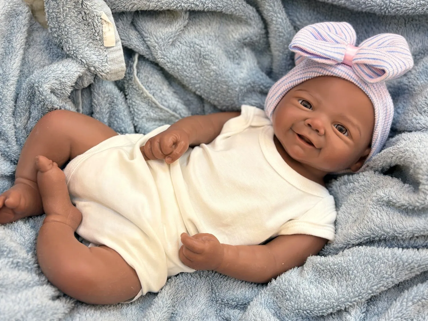 Open Mouth African Girl 18Inch Dark Skin Vivienne Painted Full Solid Silicone Reborn Baby Doll Toys For Kid's Gifts Newborn Baby
