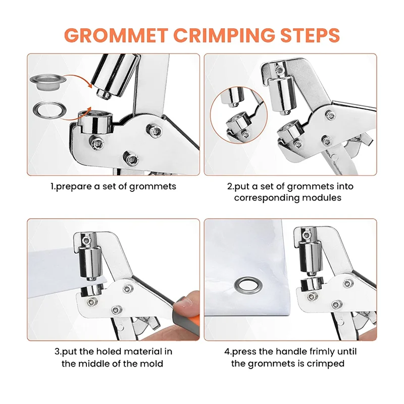 

ABYS-800 PCS Grommet Tool Kit Grommet Press Pliers 3/8 Inch(10Mm) Handheld Grommet Tool,Tarp Grommet Kit Heavy Duty