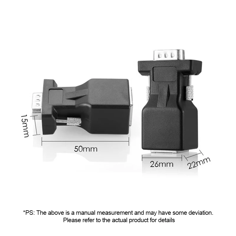 Adapter 2 SZT. DB9 RS232 męski/żeński na RJ45 żeński, konwerter portu COM na port Ethernet LAN