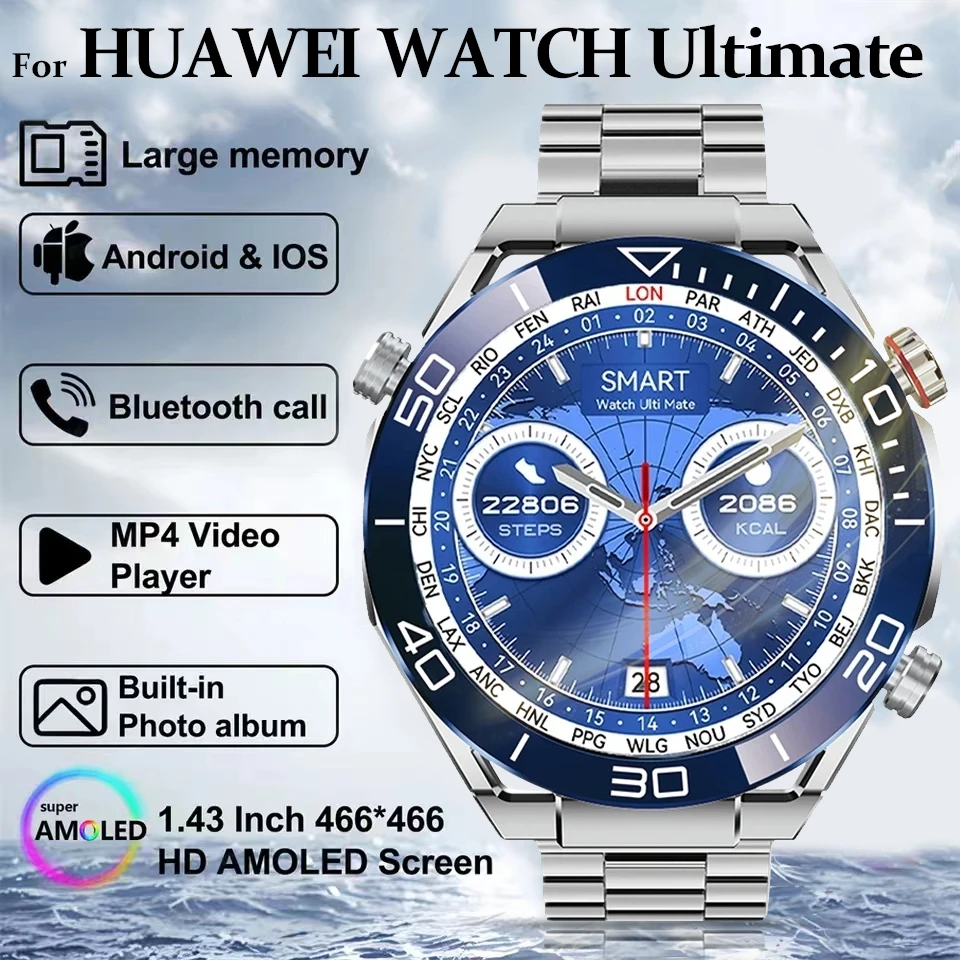 ساعة جديدة في نهاية المطاف ساعة ذكية جديدة للرجال NFC ECG + PPG بلوتوث دعوة نظام تحديد المواقع جهاز تعقب الحركة البوصلة سوار الأعمال Smartwatch