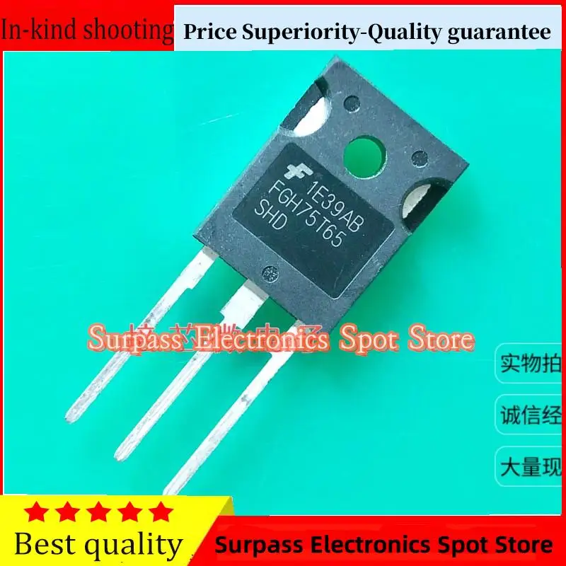 50PCS-100PCS  FGH75T65 FGH75T65SHD  IGBT 75A 650V Price Superiority-Quality guarantee