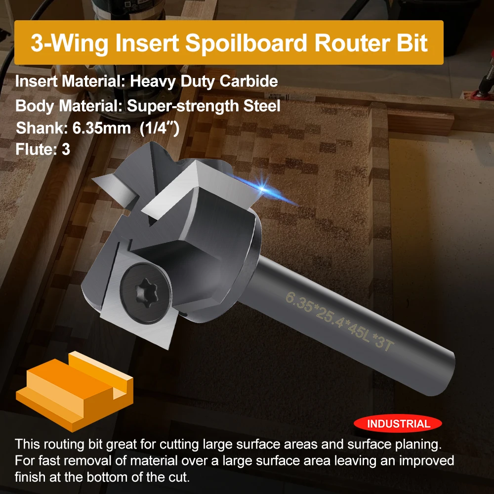 Imagem -03 - Cmcp-haste Spoilboard Surfacing Router Bit Flauta Plaina de Madeira Bit Carboneto Inserir Laje Fresa de Madeira 4