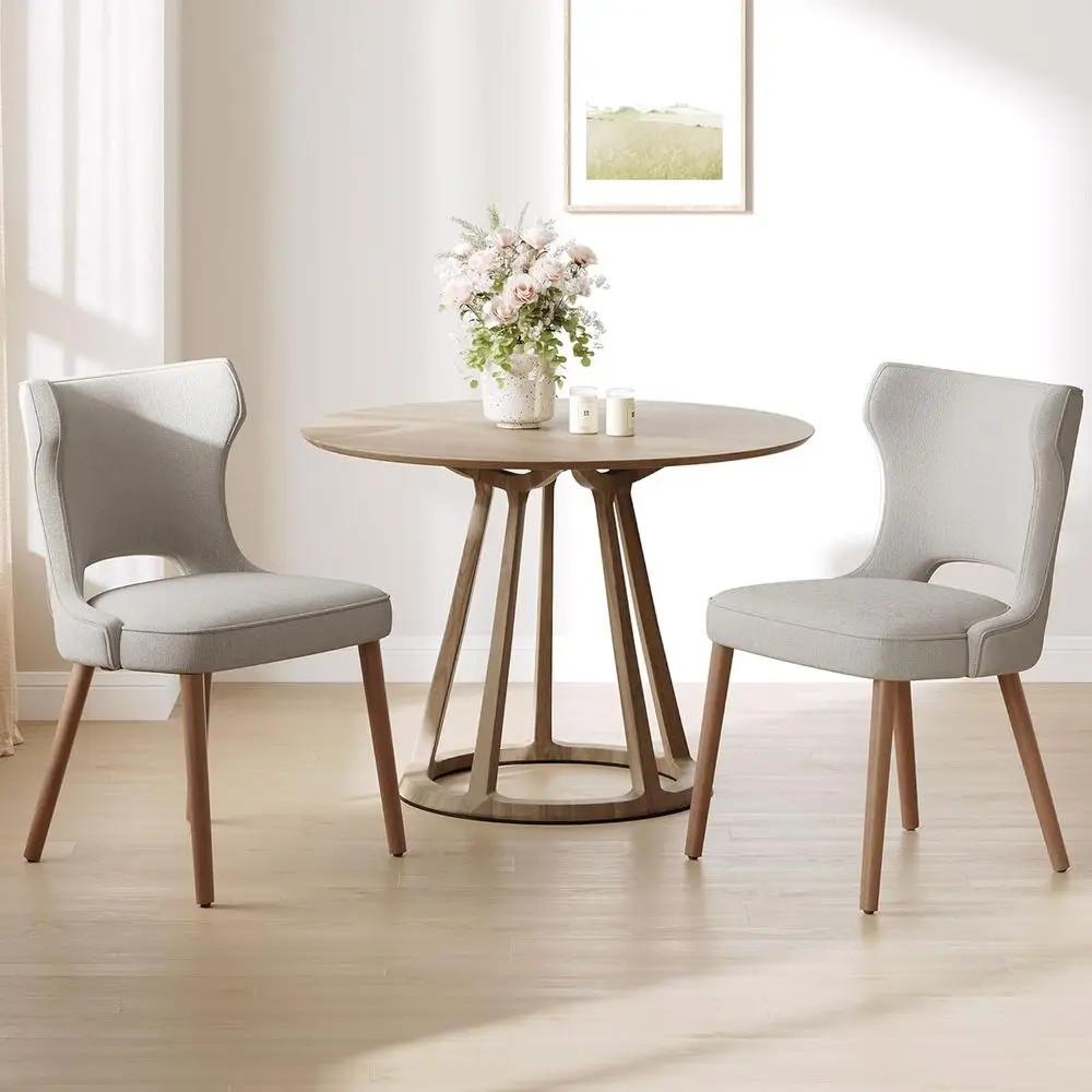 

Набор из 2 обеденных стульев из массива дерева, кухонные стулья с тканевой обивкой и деревянными ножками, подходят для ресторанов и кафе