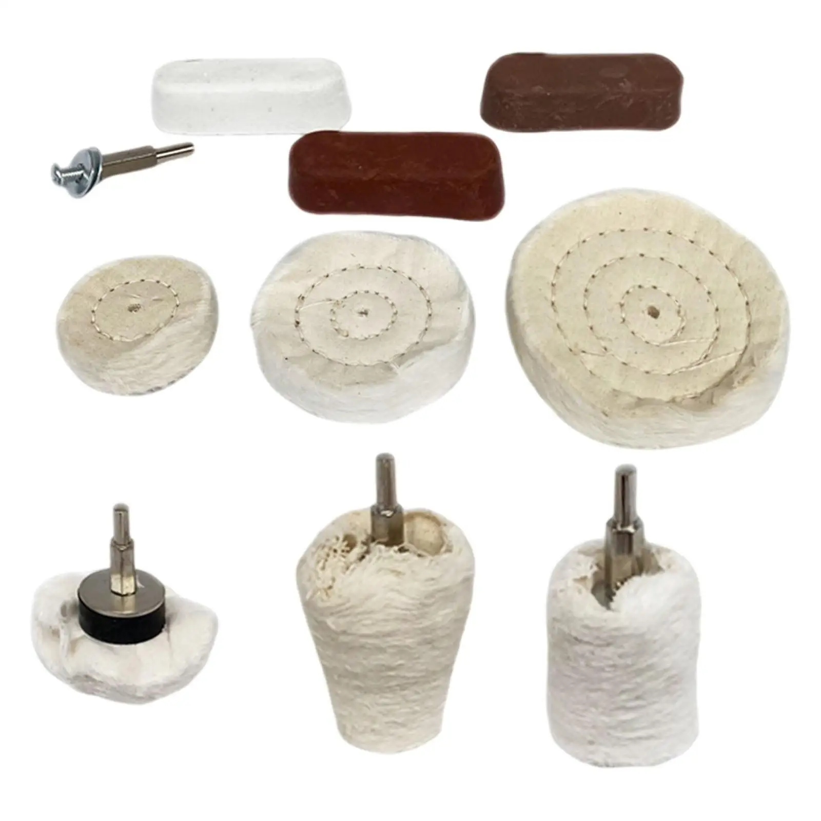 10-teiliges Polier- und Polierpad, Mopp-Rad-Set, 1/4 Zoll Griff, Rad-Puffer-Pad für Auto-Poliergerät-Set, Edelstahl, Holz, Kunststoff