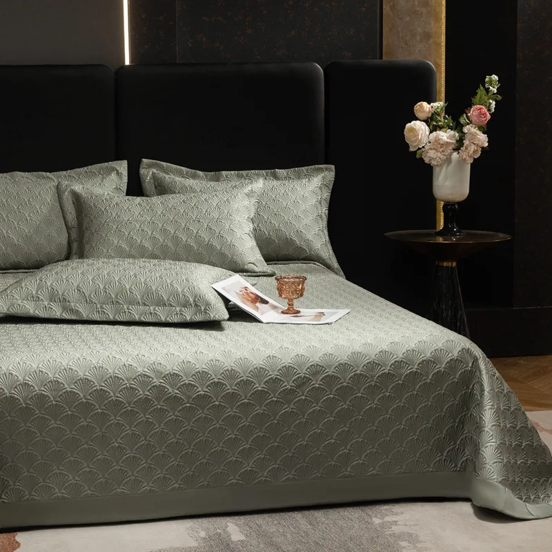 

CHAUSUB Tencel Cotton Cooling Quilt Set Queen 1PC/3PCS Summer Lightweight Silky Bedspread & Blanket for Bed Home Decor Comforter