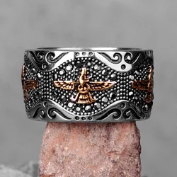 Ancient Historical Persia Zarathustra Stainless Steel Men Rings Luxury Punk HipHop for Biker Jewelry Creativity Gift Wholesale