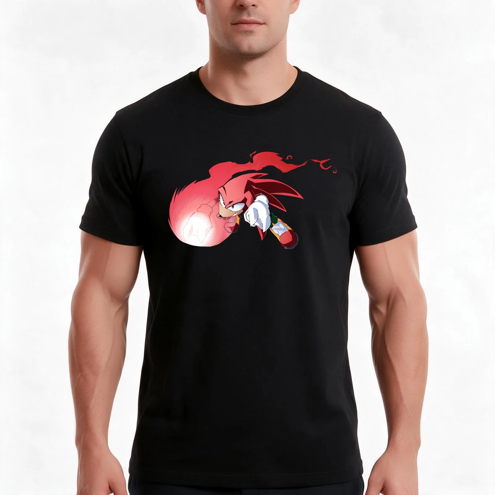 Knuckles Fire Punch T-Shirt Summer Casual Cotton Tee Oversized Streetwear Tops Vintage Graphic Print Loose Fit Short Sleeve