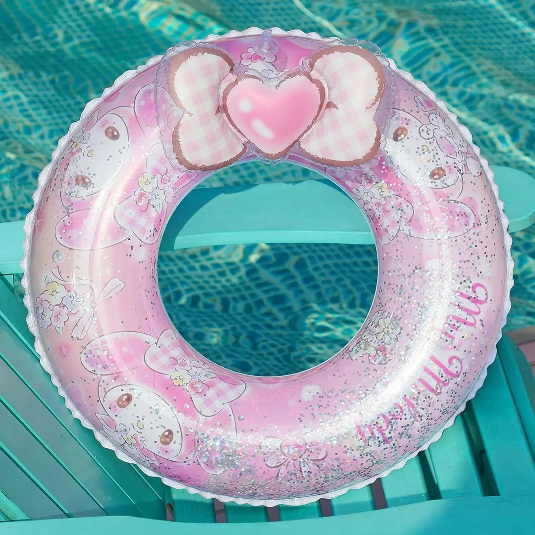 5-9 anos de idade sanrio brinquedo inflável crianças natação círculo braçadeira lomi melodia pvc grosso glitter praia festa decoração presente