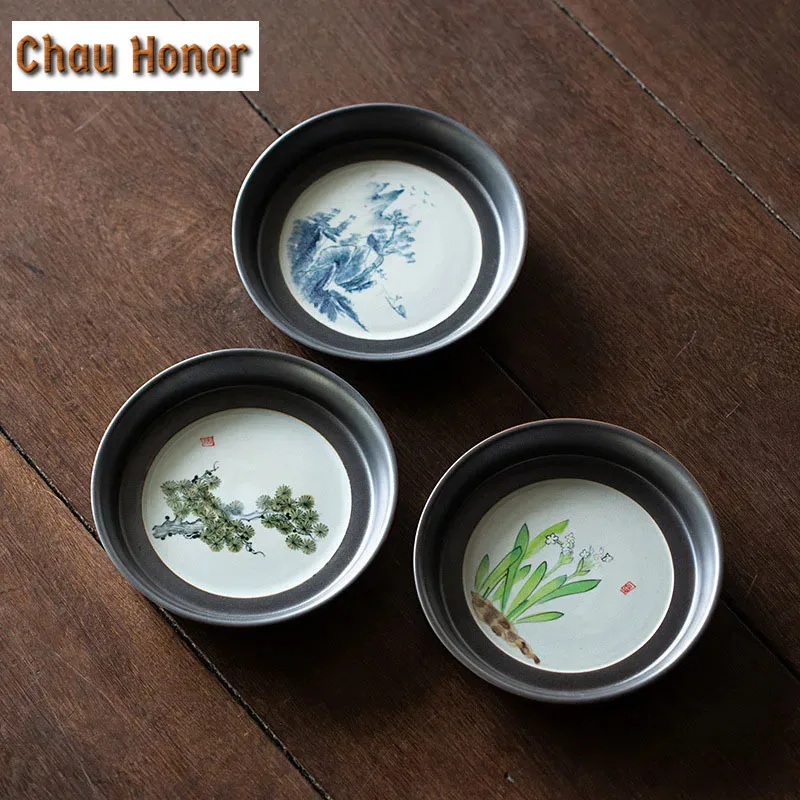 

Чистый ручная роспись, искусство нарциссу, керамический держатель для чайника, подставка, домашний поднос для чая, поднос для чая, стандартная подставка, аксессуары для чайного набора