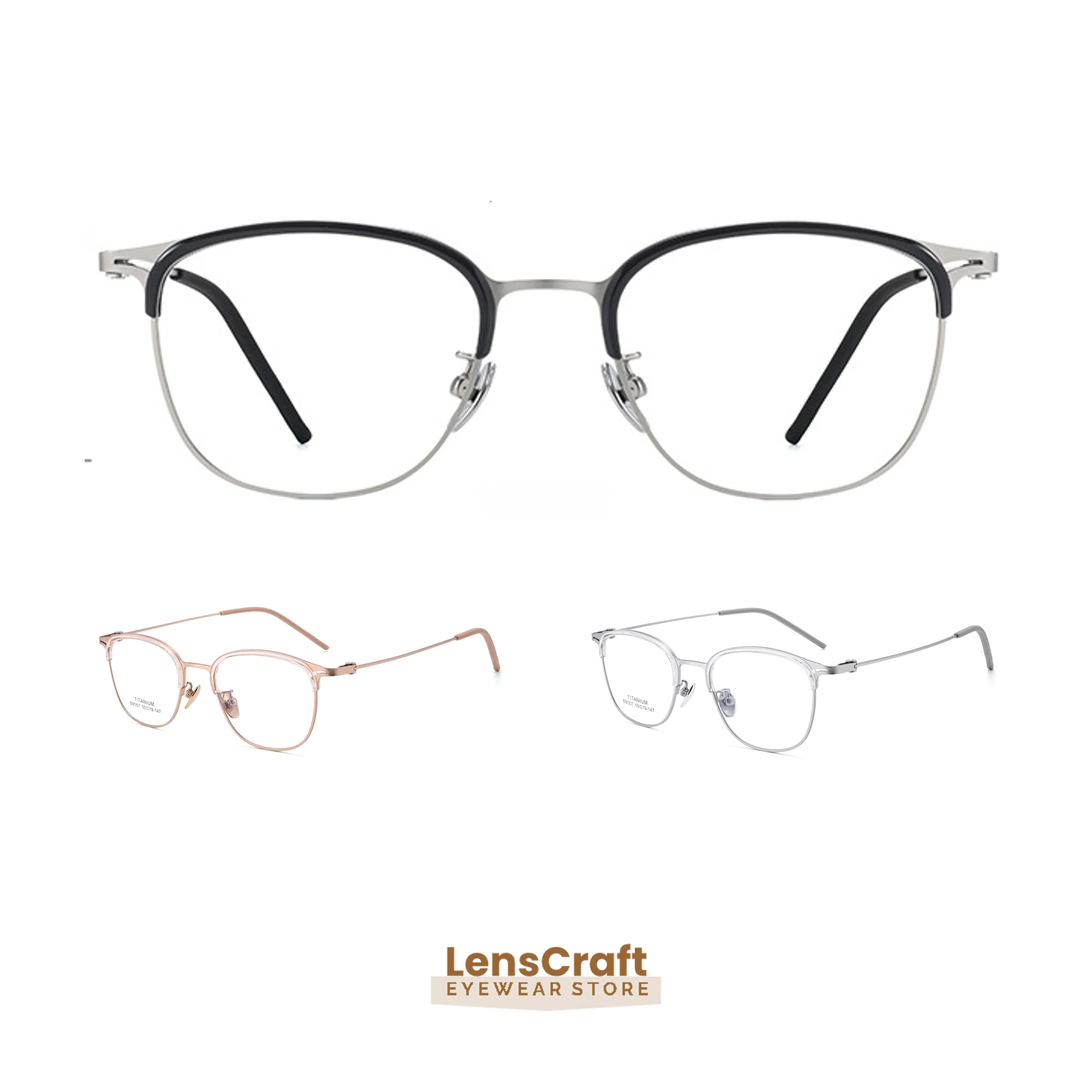 LensCraft Eyewear Prescription Glasses Optical Frame Lenses Blue Light Progressive Reading Myopia Hyperopia Astigmatism Titanium