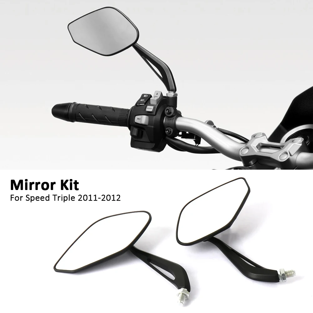 New For Speed Triple 2011 2012 Motorcycle Accessories Black Silver Rearview Mirror Lozenge Side Mirror