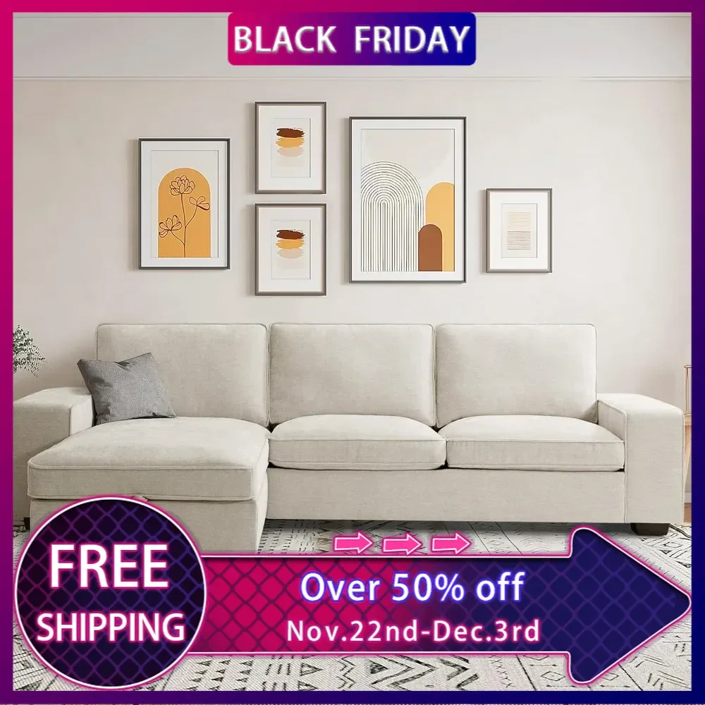 

99“ Convertible Sectional Sofa,L Shaped Couch,Multi-Functional Reversible Sofa with USB and Type-C Charging Ports, Storage Space