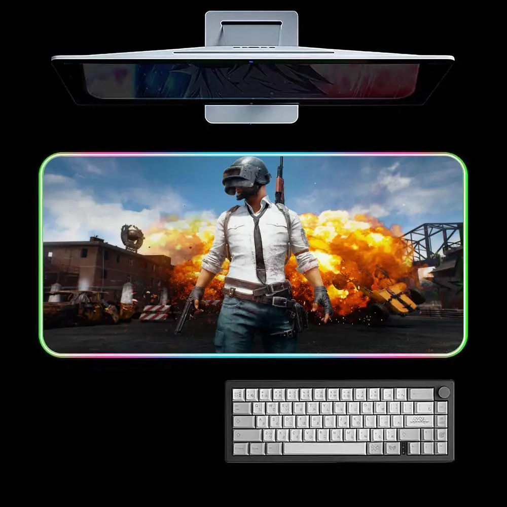 Playerunknowns-s Battlegrounds-s Mouse Pad RGB Gaming Mouse Pad Desk Mat HD Gamer Large LED Light XXL MousePads