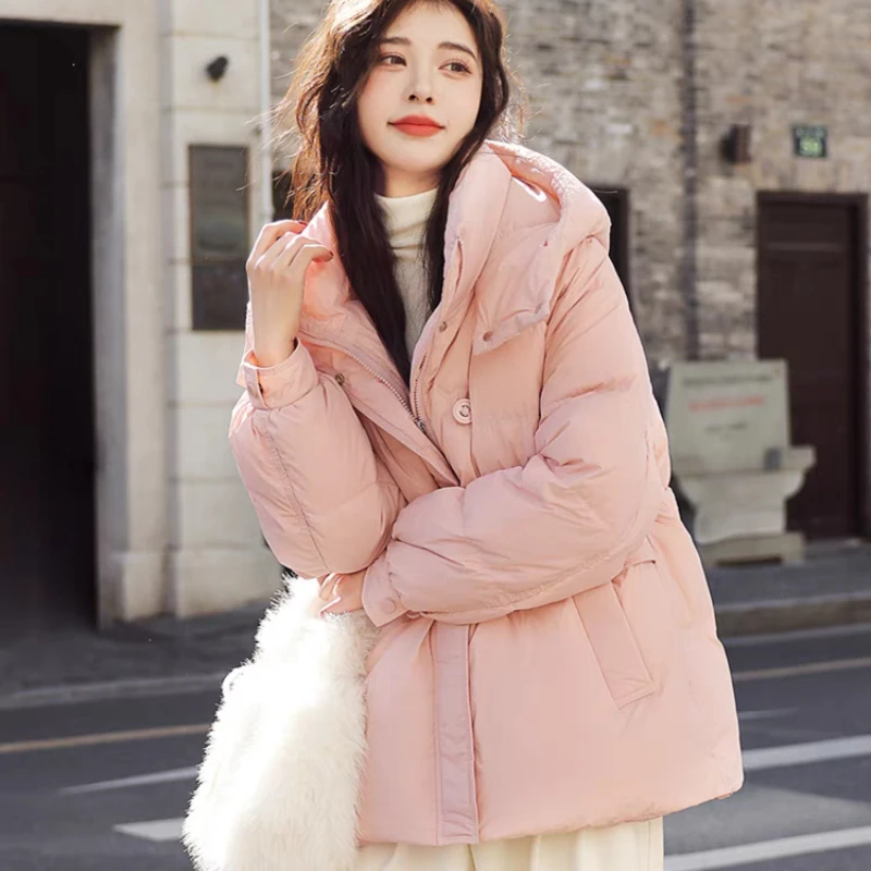 Duck Down Jacket for Women, Parker Coat, Pockets, Zip, Warm, Thickened, Korean Popular Clothes, Fashion