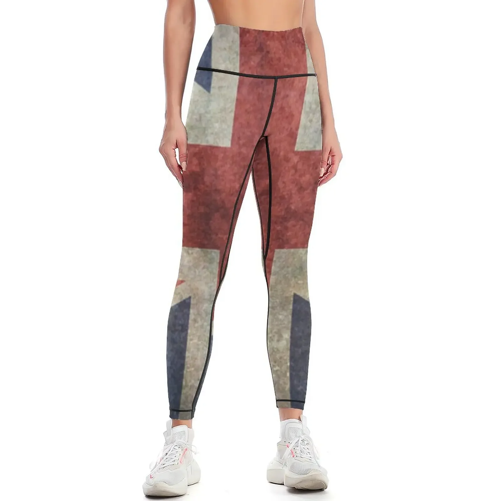 

A grunge looking distressed Union Jack uk version Leggings Pants sport Women's sports pants workout shorts Womens Leggings